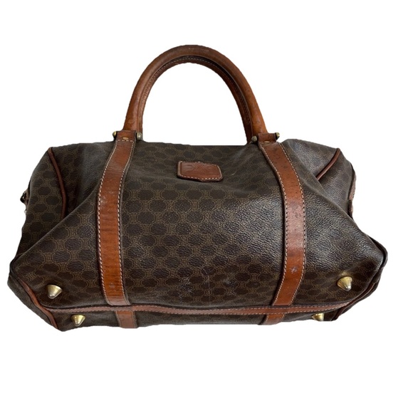 Celine Handbags - CELINE Macadam Canvas Boston Bag PVC Leather Vintage Purse Handbag